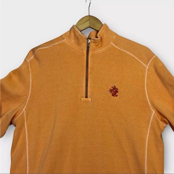 Tommy Bahama Relax Sweater Mens Large Orange Long Sleeve 1/4 Zip Disney Mickie - Picture 3 of 14